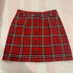 Francesca’s XS Red Plaid Skirt